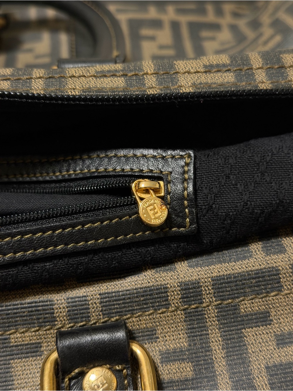 Fendi Brown and Black FF Logo Travel Duffel - Picture 7 of 8